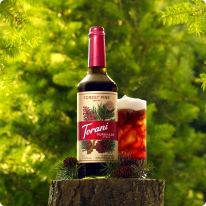 Forest pine cold brew presentation