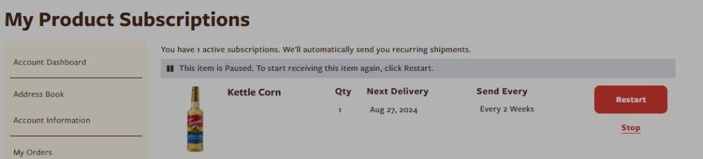 my product subscritpions with paused subscription image