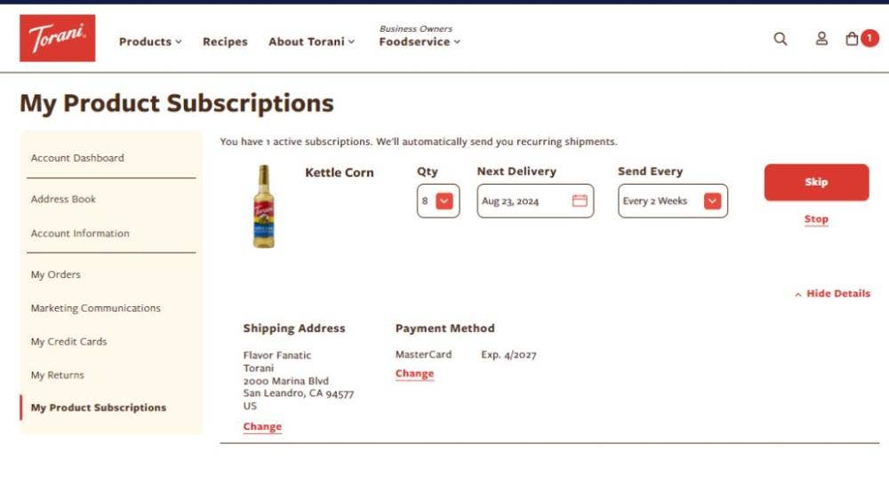 shows mastercard with 4/2027 expiration date successfully added under payment method