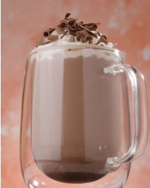 Salted Honey Butter Hot Cocoa in a glass mug.