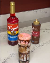 Sea Salt Chocolate Caramel Latte with Strawberry Cold Foam