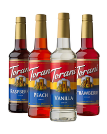 Torani Soda Shop Variety Pack with bright, colorful syrups in classic soda fountain flavors